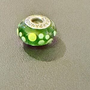 Pandora Green Glass Charm with Polka Dots